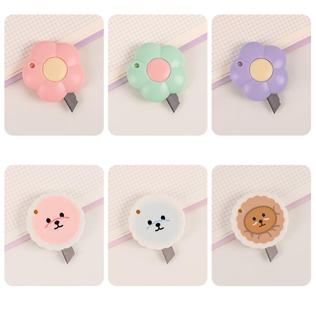 Cute Box Cutter Small Portable Multifunctional Cute Color Flower Box Cutter with Hanging Hole