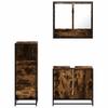 3 Piece Bathroom Furniture Set Smoked Oak Wood Based Material