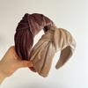 Autumn Winter Women Wide Headbands Soft Velvet Fabric Knotted Hairbands for Ladies Casual Shopping Hair Hoop Accessories