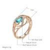 New Vintage Blue Natural Zircon Leaf Ring For Women Ethnic Bride  Rose Gold Color Accessories Party Daily Fine Jewelry