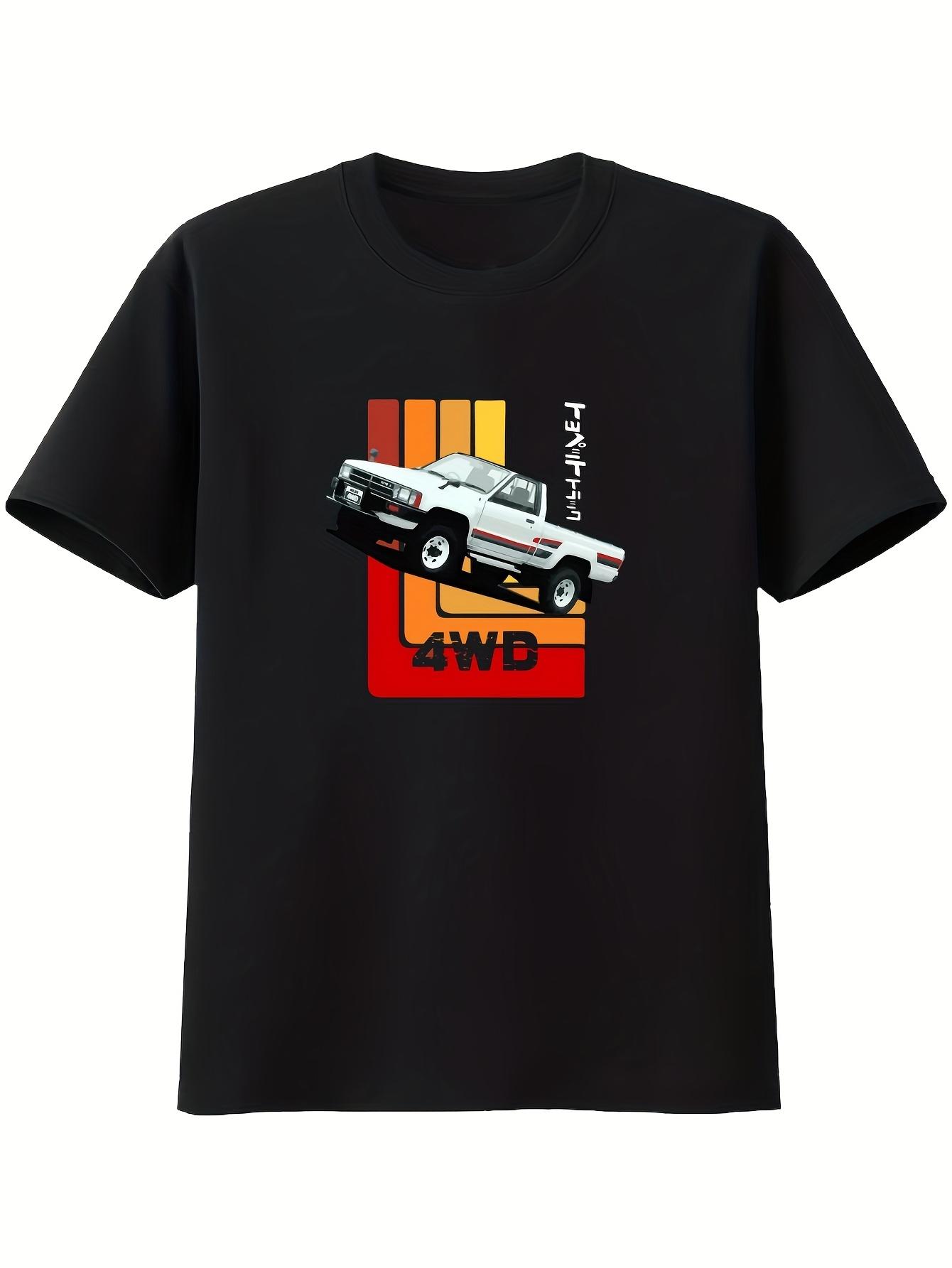 Retro 80s Pickup Truck Graphic design100 cotton summer casual Oneck short sleeve printed mens Tshirt S