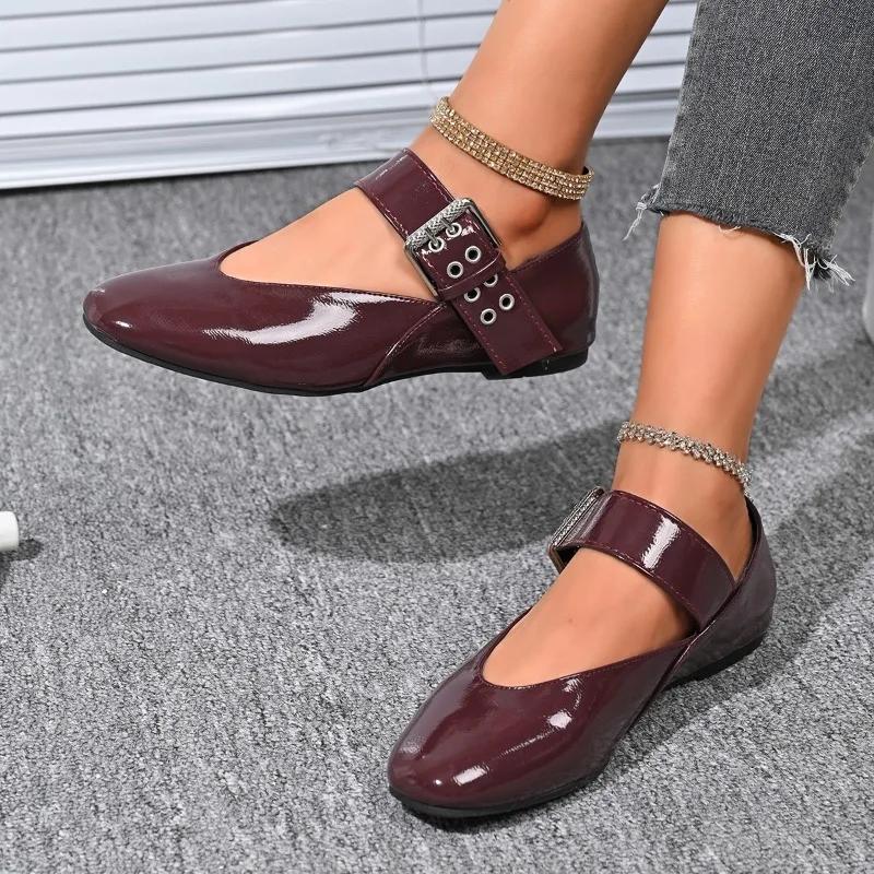 2025 Brand Ladies Shoes Buckle Strap Women's High Heels Best Seller New Leopard Print Shallow Flat Low Heels Zapatos