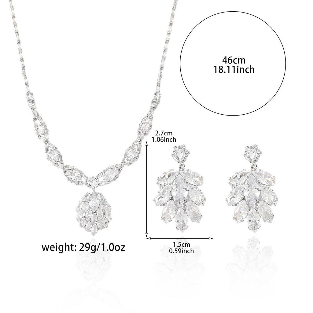 Trendy Zircon Wheat Ear Tassel Necklace & Earrings Set