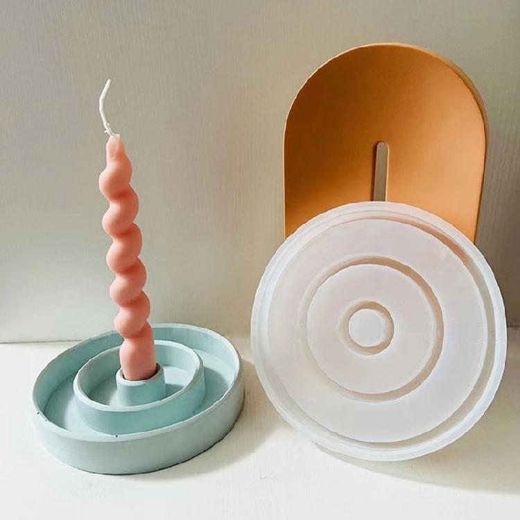 Circle Candlestick Mold Gypsum Plaster Mold for DIY Jewelry Organizer Home Decor