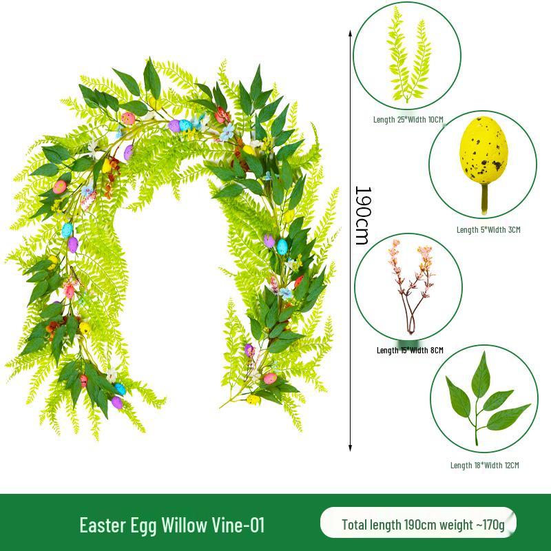 

Искусственное зеленое пасхальное яйцо и ротанговое весеннее украшение