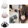Nuova Borsa Rotonda Peluche con Perline Stile Cinese Portatile per Uso Quotidiano Casual
