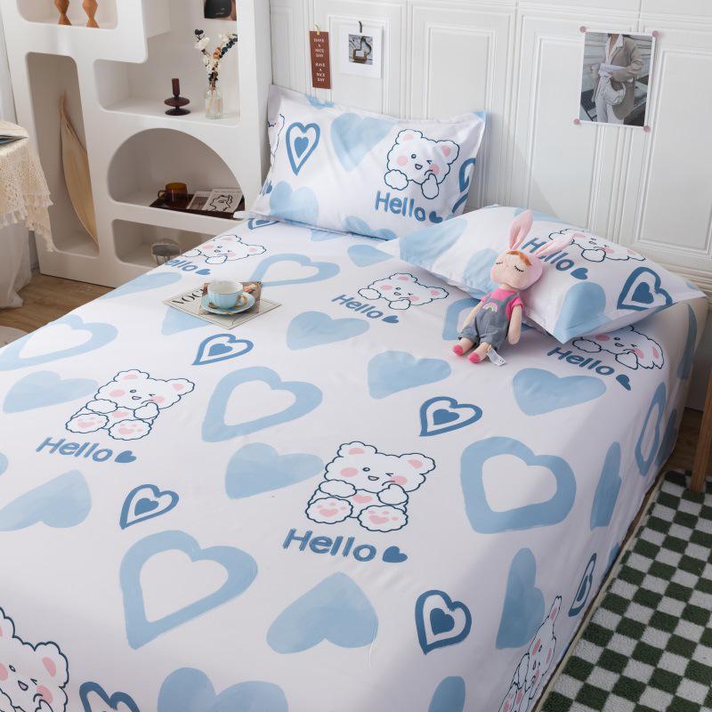 Winter Single Bed Sheet and Quilt Cover Set - 1.5m, Washed Cotton, Includes Pillowcase, Dormitory Style