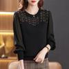 Pullover Spring and Summer Women 2023 New Chiffon Spliced Knitwear Women Loose and High Grade Long Sleeve Pullover Female Top