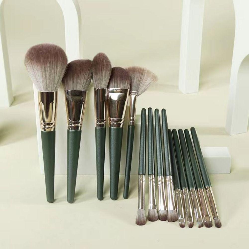 14Pcs Soft Bristle Cosmetic Brushes Portable Set Foundation Concealer Brush  Eye Shadow Application