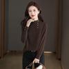 Women's Semi-High Neck Long Sleeve Pullover Knit Top