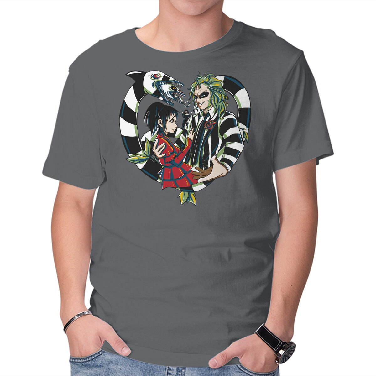 Unisex Crew Neck T-Shirt The Demon And The Wife Graphic Short Sleeve Casual Tee L