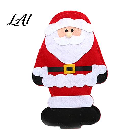 Soft Polyester Utensil Pockets Christmas Cutlery Snowman Reindeer Santa Holder Pockets Tableware Bags Pouch Party