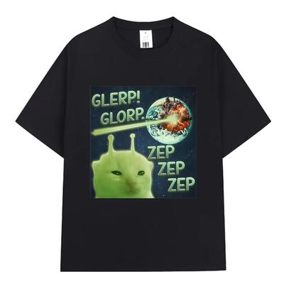 Glerp Glorp Gato Alienígena Divertido Meme Cerebro Podrido Italiano Camiseta Hombres Mujeres Moda Camisetas Harajuku Camiseta de Manga Corta de Algodón Verano
