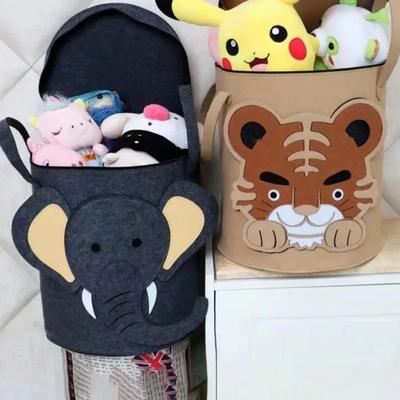 Panier de Rangement Pliable pour Jouets Organisateur de Jouets pour Enfants Grand Portable Organisateur de Linge Sale Sac à Poussière pour Vêtements Seau en Feutre