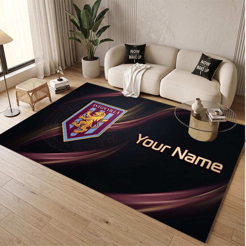 Personalized Crystal Velvet Carpet Aston Villa Pattern Non Slip Floor Rug