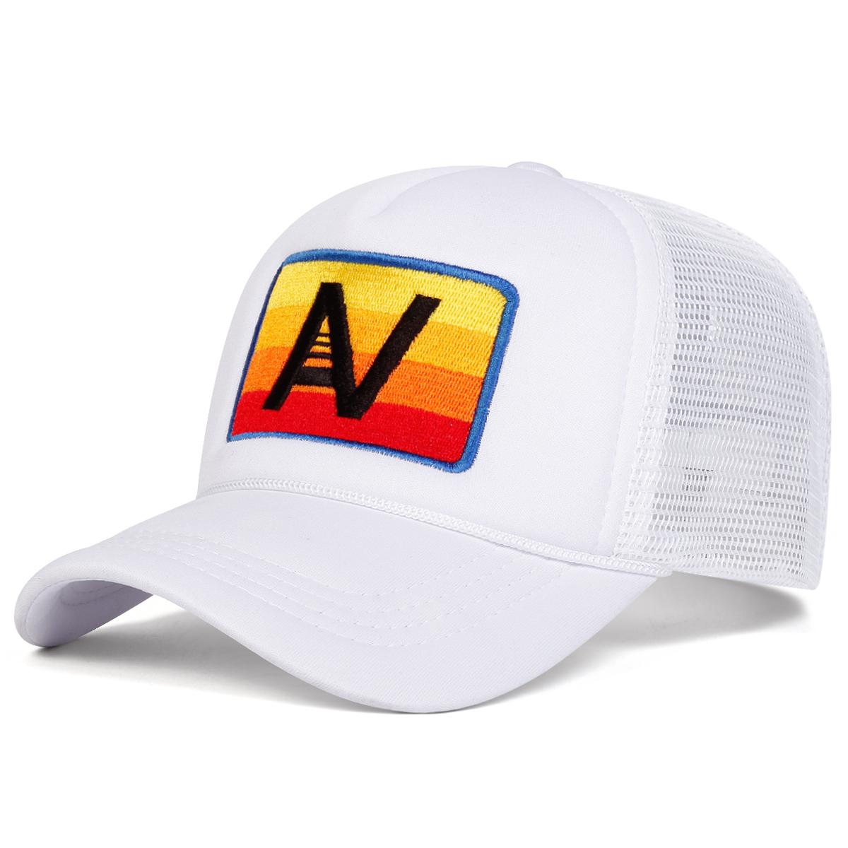 

Мужская бейсболка с вышивкой букв, сетчатая шляпа, уличная регулируемая солнцезащитная шляпа для отдыха, весна-осень, путешествия, туризм, пляжный отдых белый