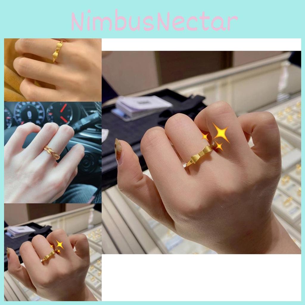 Gold Elegant Brass Plated Bowknot Ring Adjustable Twisted Style Women For