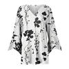 Women's Fashion Loose Casual Printed Seven-Part Sleeve Button Down Blouse Cardigan Top