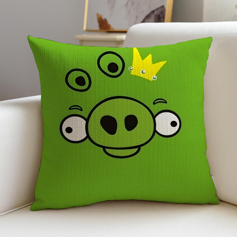 

Fun AAngry BirdsS Cushion Cover Breathable and skinfriendly linen pillowcase square removable and washable cushion 30X30cm