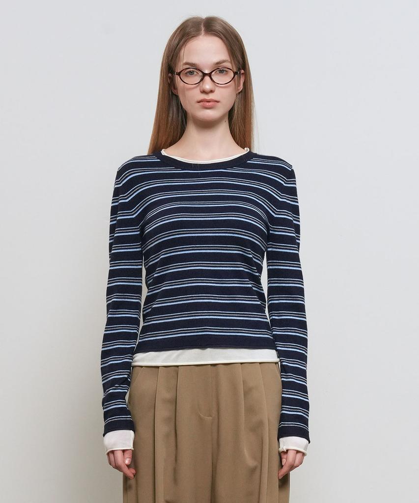 GENERALIDEA Striped Layered Pullover [Navy] / Gf1Lkp522