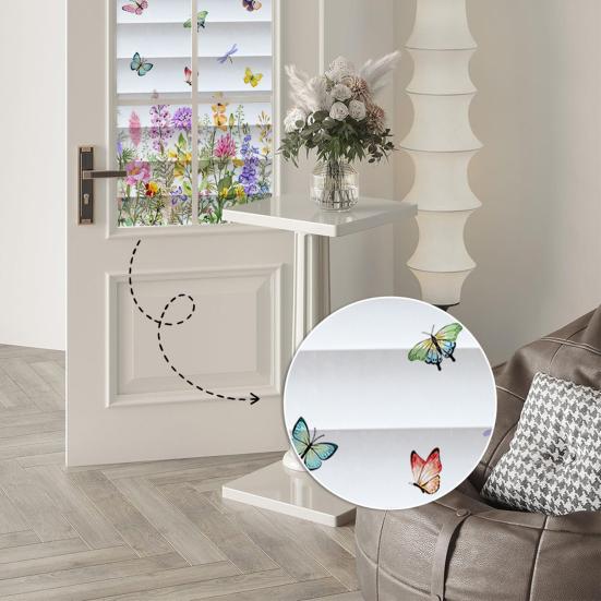 Film de protection pour fenêtre Autocollant statique pour vitrage avec design imprimé créatif Haute transparence Lumière douce Décoration à coller sans adhésif pour salle de bain chambre à coucher