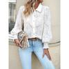 Spring and Autumn New Women's Elegant Floral Jacquard Lantern Sleeve Shirt Fashion Shirt