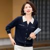 Pastel Fall Contrast Collar Mock-Cardigan Knit Sweater