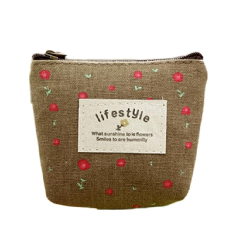 Practical Headset Holder Wallet Flower Printed Coin Purse Women's Fabric Purse Coin Bag with Convenient Fastening