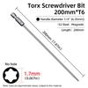 200mm Torx šroubovací bity Magnetické Dutá Hlava Květ Švestky Ocel S2 Bezpečnostní bit T6-T40 1/4'' Šestihranná Stopka Ruční Elektrické Nářadí