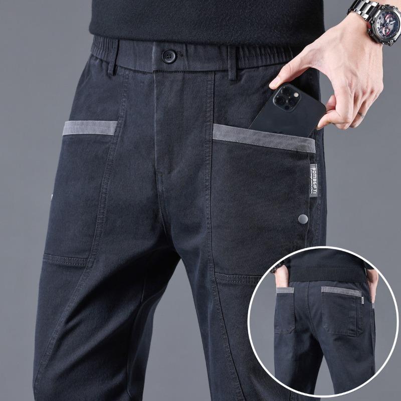 Autumn and Winter New Fashion Trend Slim and Tall Multi-pocket Splicing Business Casual Pants