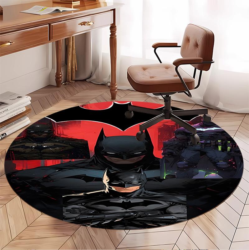 Batman Pattern Round Rug, Indoor/Outdoor Mat, for Picnic, Gameroom, Bedroom, Office, Living Room, Home Decor Carpet, Birthday Gift