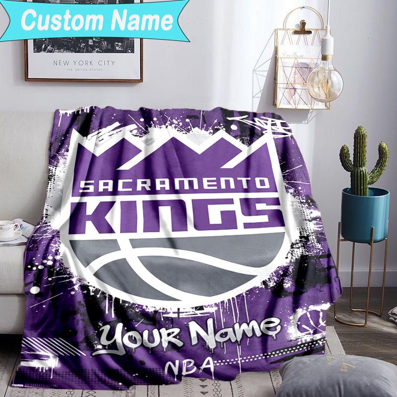 Custom Name Blanket Sacramento Basketball Logo Blanket Bedding Blanket for Travel, Camping, Living Rooms, Offices, Sofas, Fan Christmas gift