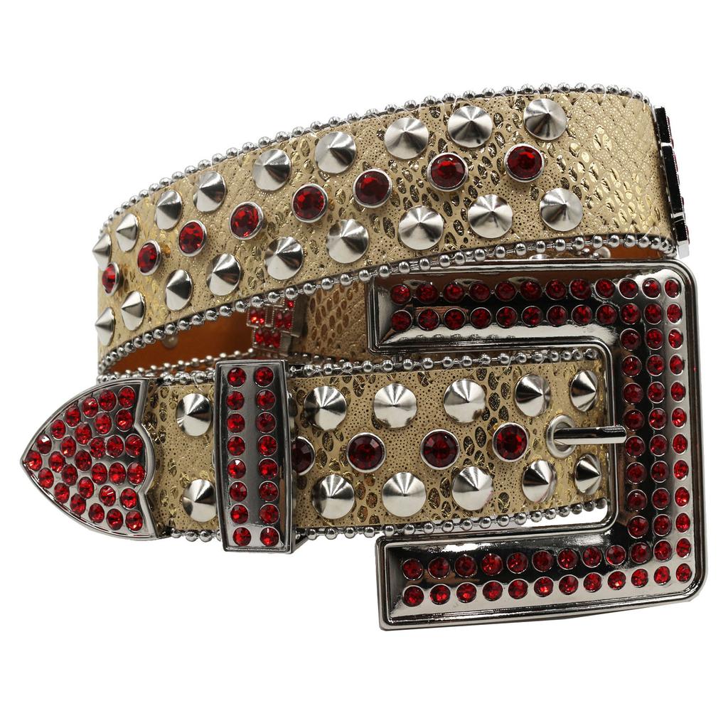 Rhinestone Belt Men and Women's Belt Alloy Pin Buckle Personalized Street Punk Fashion Versatile Trendy Pants