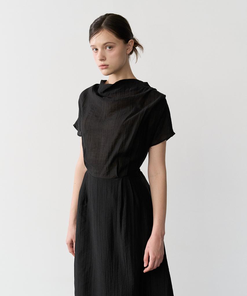 Bye Bye Seop Dolman Cowl Neck Dress Black [T62]