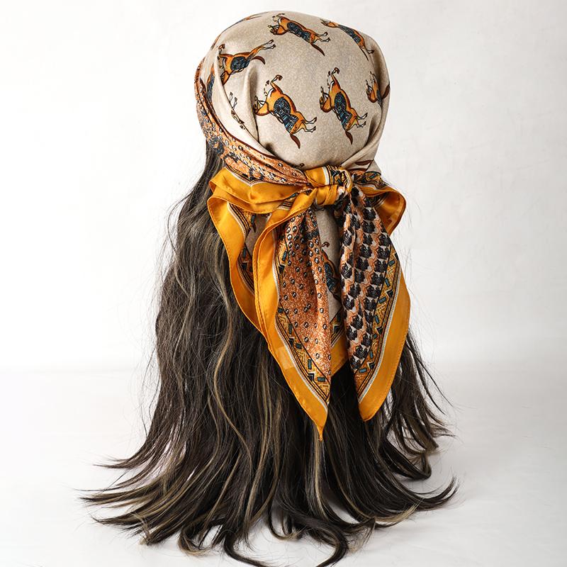 Square silk Scarf for Women, 70x70cm Bandana, Printed, For The Neck, Office,Hair, Hand, BandanaHead Covering
