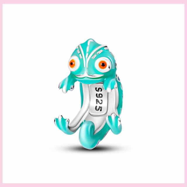 925 Silver Green Color Charms Temperament Cactus Avocado Charm Four Leaf Bead For Bracelet Jewelry Making