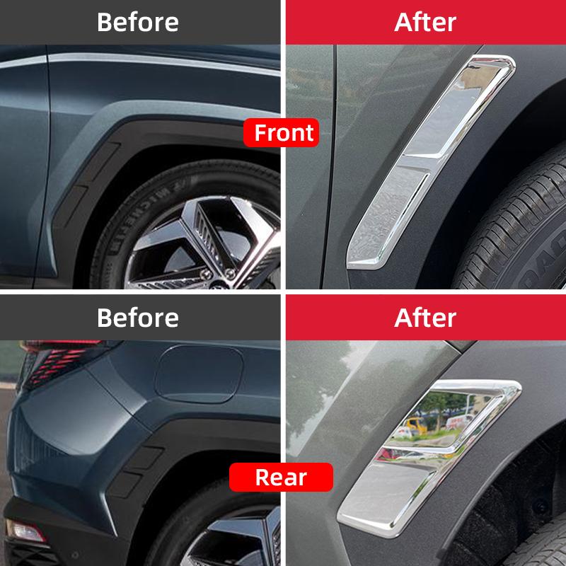 Front Rear Wheels AC Air Flow Vent Fender Cover Kit Trim For Hyundai Tucson NX4    ABS Car Styling Accessories