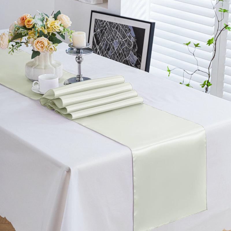 High-Density Satin Table Runner for Weddings & Banquets - Solid Color Polyester Table Decoration