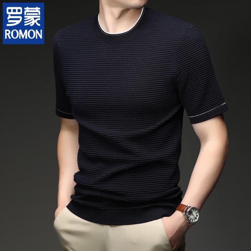 Romon Men s Casual Round Neck Short Sleeve T-shirt L