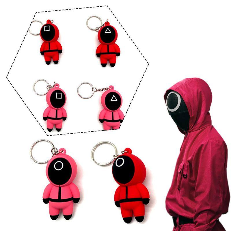 Stylish Squid Game Keychain Red Guard Staff Worker Figure Pendant For Fans