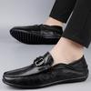 Luxury Brand Top Layer Cowhide Bean Shoes High-quality Flat Bottomed Soft Comfort Travel Shoes Men Business Genuine Leather Shoe