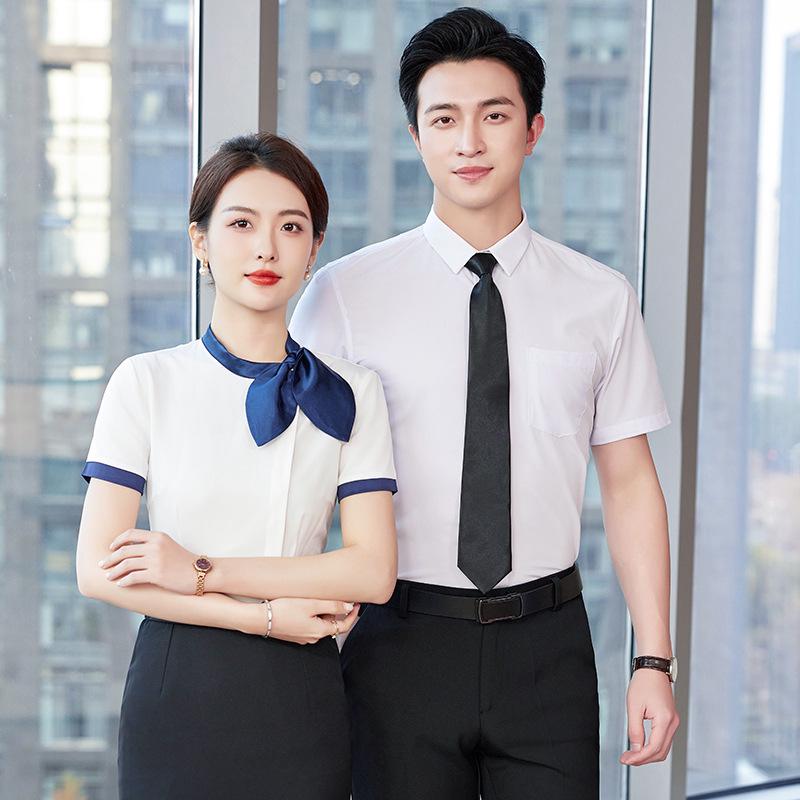 Women's Bow Tie Chiffon Blouse - Short Sleeve, Korean Fashion, Stretch, Professional Workwear, White Shirt