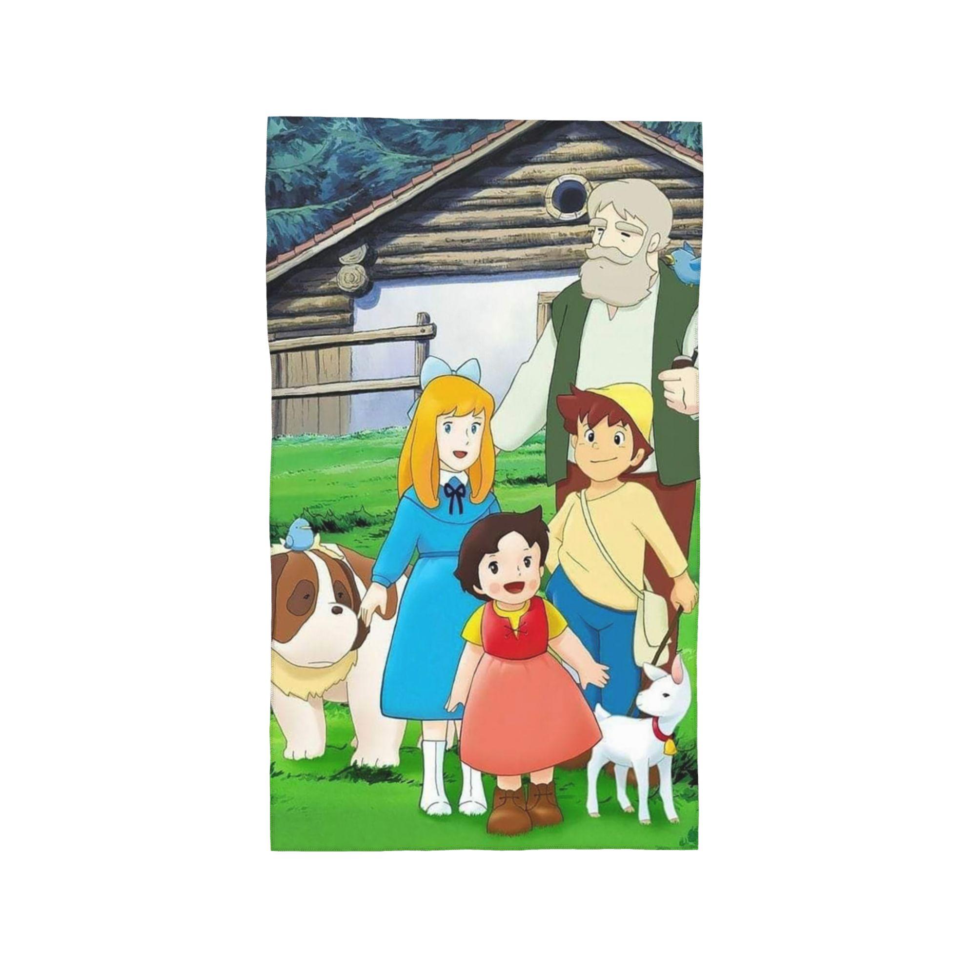 

Heidi Peter And Grandpa Family Alps Mountain Anime Soft Face Towel Quick Dry Pool Bath Cotton Towels Absorbent W30*H60(CM)