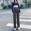 High-waisted Straight-leg Jeans Women's Retro Loose All-match Mopping Wide-leg Trousers Solid Color Black