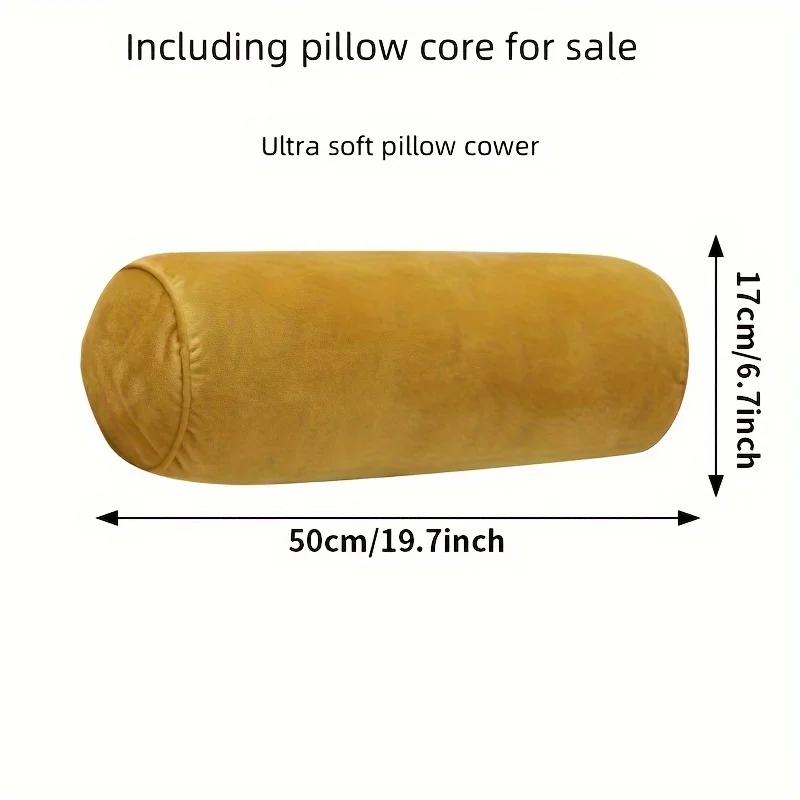 Multipurpose Velvet Cylindrical Pillow Classic Soft High Elastic Core Knit Fabric Solid Color Hand Wash Home Sofa Bedroom Decor