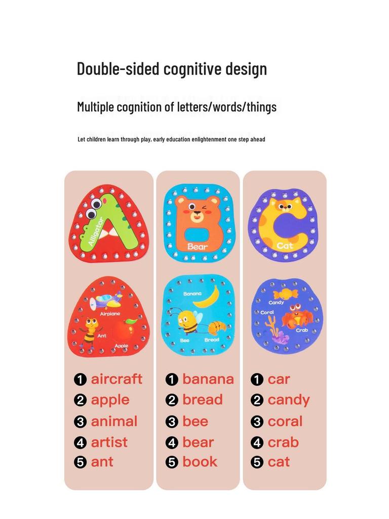 Children's Alphabet Lacing Cards: Educational Word Puzzle for Early Learning