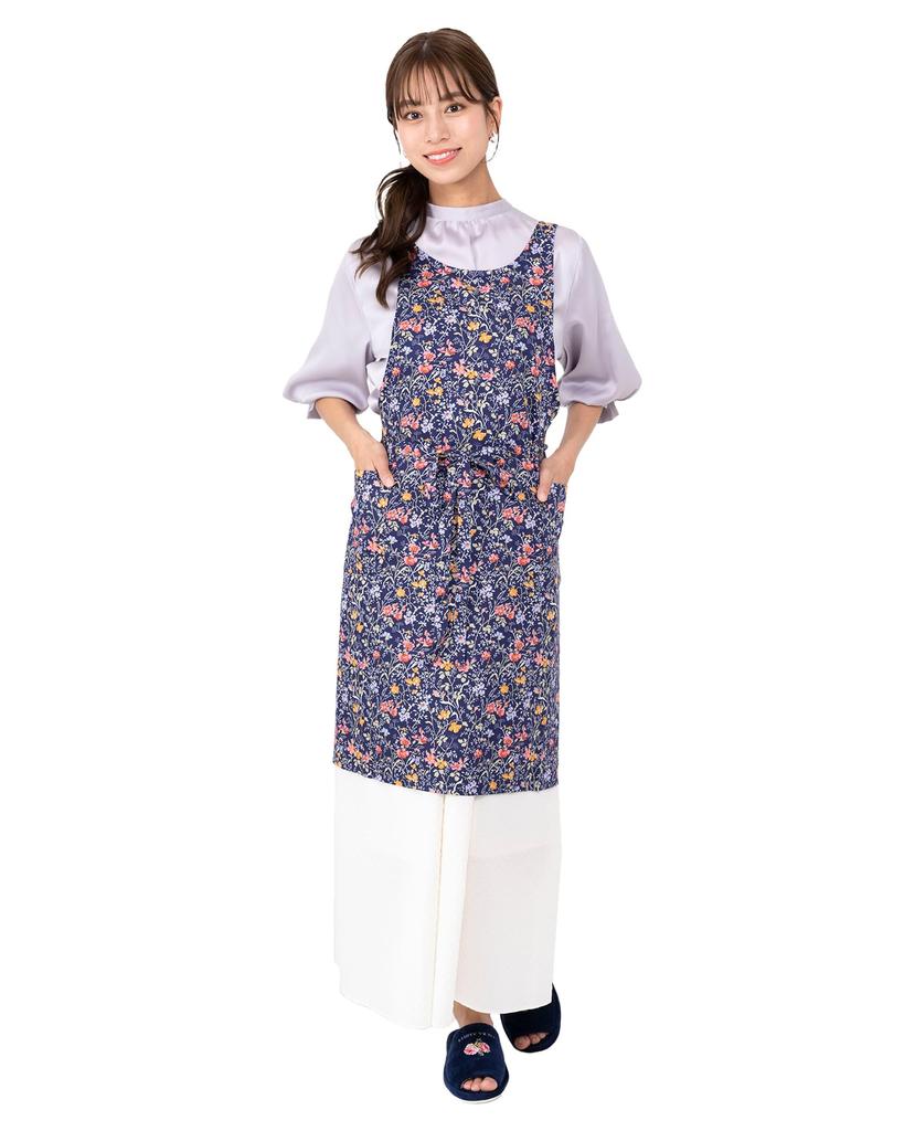 Naigai Laura Ashley Floral Apron, Stylish, Back Tie or Front Tie, Neck Strap, with Pocket, Nordic Style, for Gardening, Kitchen, Cafe, Nursery,