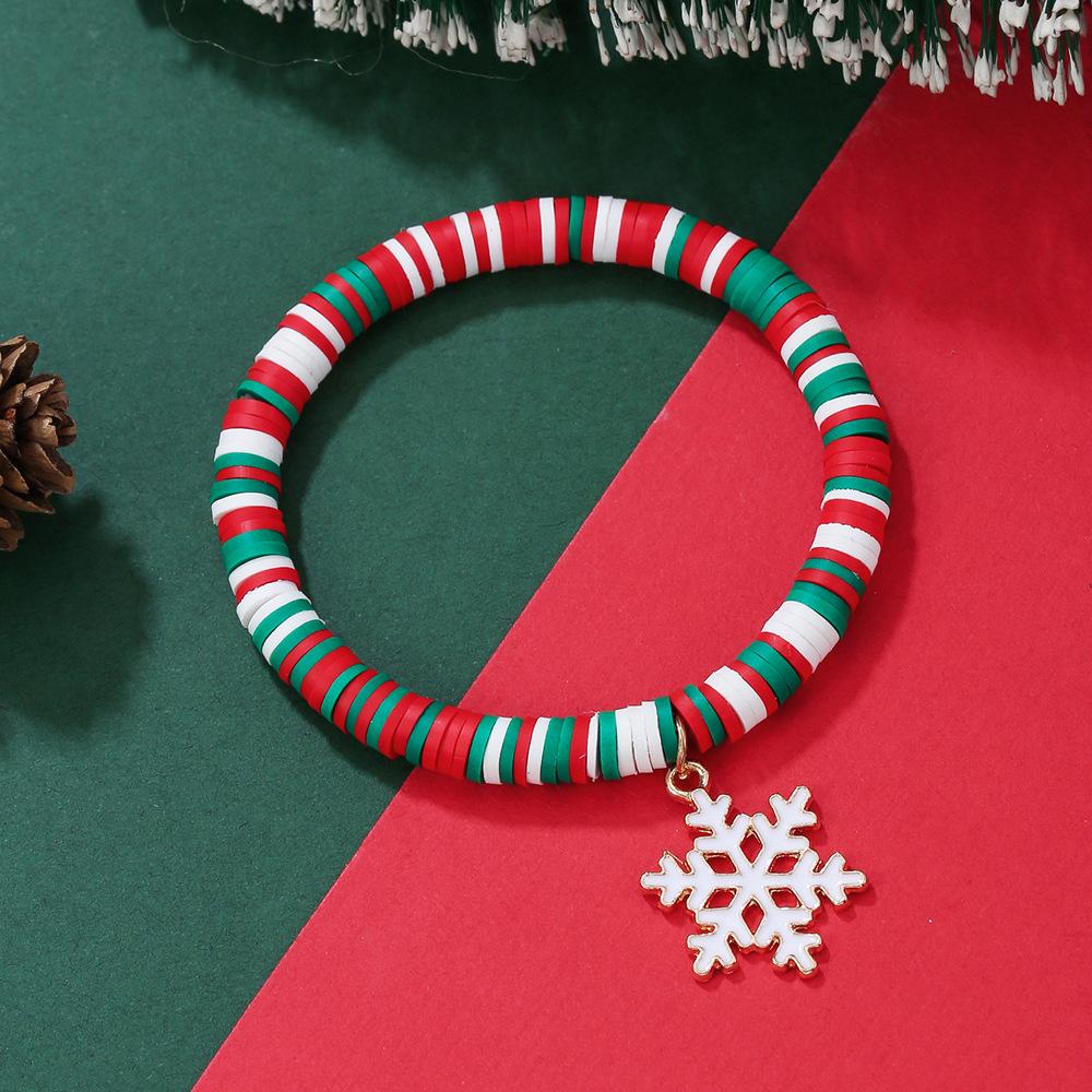 European and American Christmas popular soft pottery bracelet, elk snowman Christmas tree alloy pendant, gift jewelry