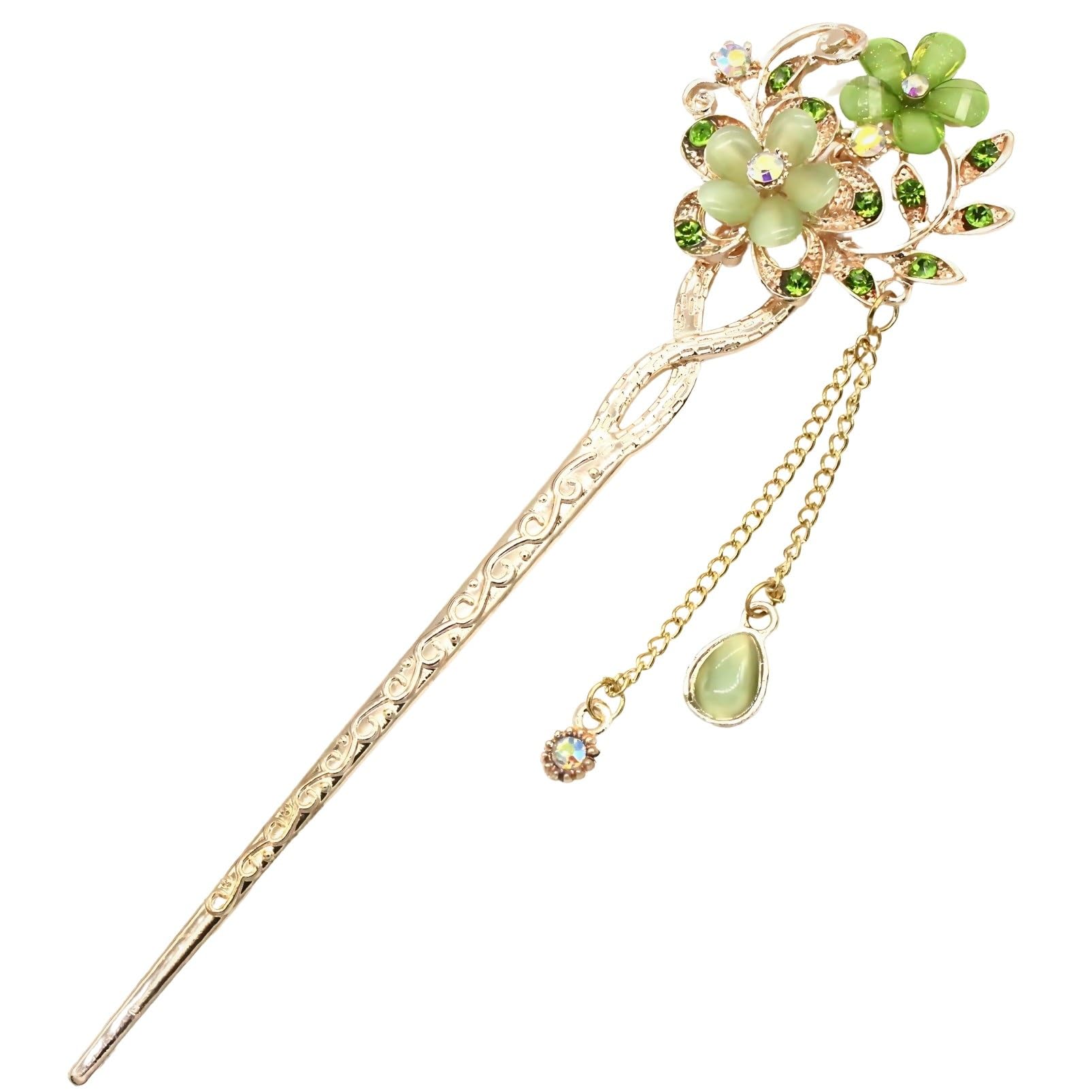 

[MiaoMiao] Заколка для волос Канзаши (Один) для традиционной японской одежды (Томэсодэ, Кимоно, Юката) - Античный металлический аксессуар для волос с цветами сакуры