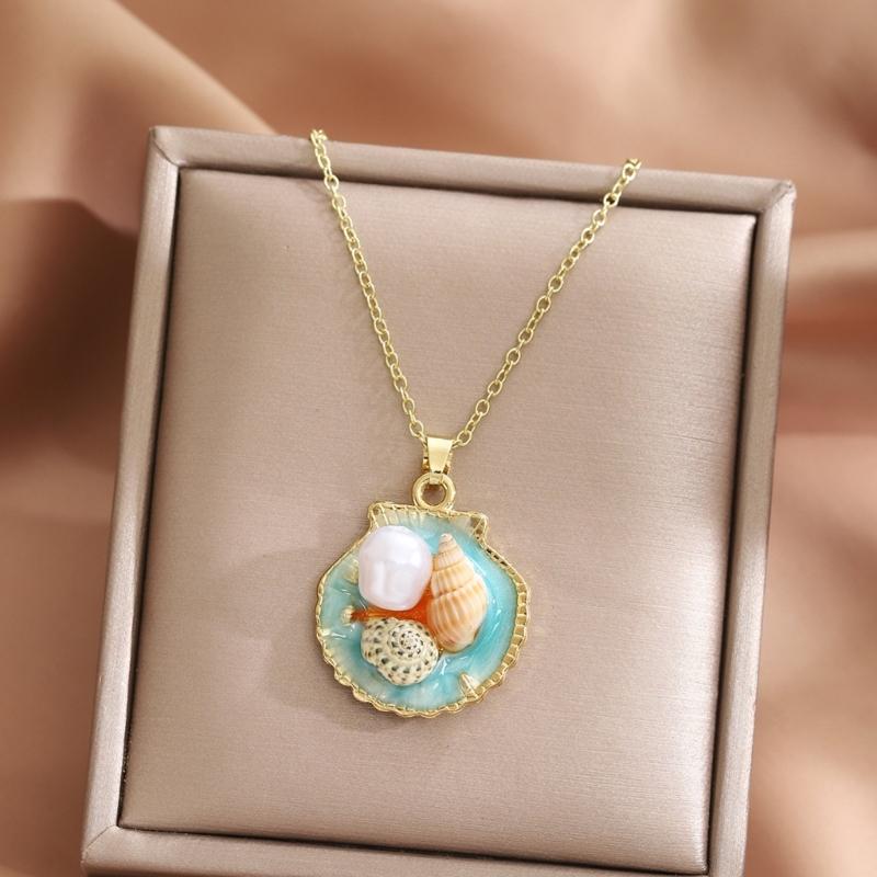 Artistic Blossomy Bivalve Charm Necklace 10 Artisanal Designs Additional Metal Mixture Jewelry Perfect For Gifting Instances